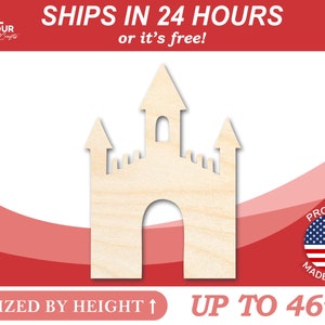 Unfinished Wood Castle Shape - Craft - from 1&quot; up to 46&quot;