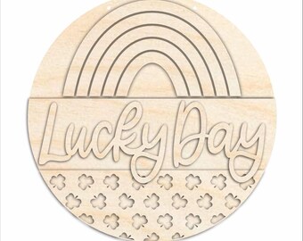 Unfinished Wood Lucky Day St Patrick's Day Door Sign Kit | Wood Craft Cutouts | 1/4" Thick |