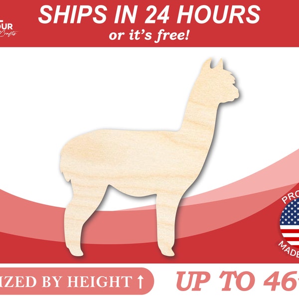 Unfinished Wooden Alpaca Shape - Animal - Craft - from 1" up to 46"  DIY