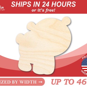 Unfinished Wooden Cute Baby Bear Shape - Craft - from 1&quot; up to 46&quot; DIY