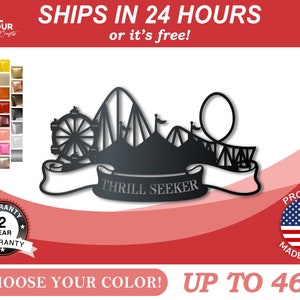 Custom Metal Amusement Park Wall Art | Indoor Outdoor | Up to 46" | Over 20 Color Options