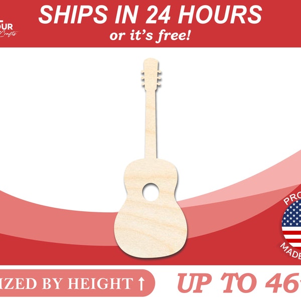Unfinished Wooden Acoustic Guitar Silhoutte - Craft- from 1" up to 46" DIY