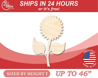 Unfinished Wooden Sunflower Shape  - Garden - Flower - Craft - from 1" up to 46"  DIY