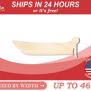 Unfinished Wooden Fishing Boat Silhoutte - Craft- from 1&quot; up to 46&quot; DIY