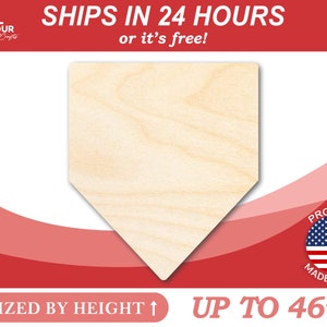 Unfinished Wooden Home Plate Baseball Softball Diamond Base Silhoutte - Craft- from 1&quot; up to 46&quot; DIY