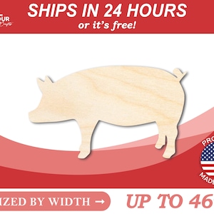 Unfinished Wooden Pig Piglet Farm Animal Shape - Craft - from 1&quot; up to 46&quot; DIY