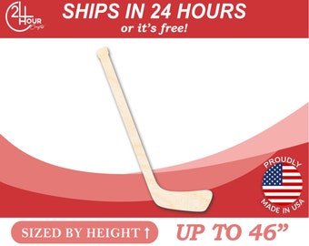 Unfinished Wooden Hockey Stick Shape - Sporting - Craft - from 1" up to 46"  DIY