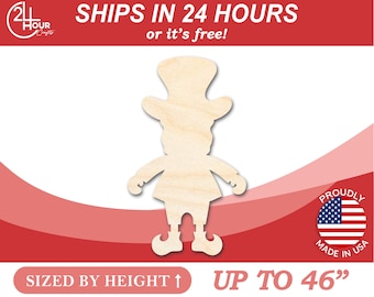 Unfinished Wooden Leprechaun Shape - St Patrick's - Craft - from 1" up to 46"  DIY
