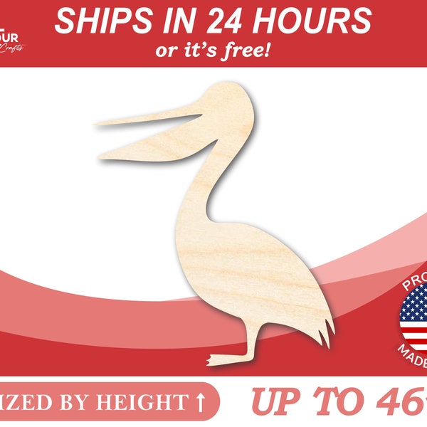 Unfinished Wooden Pelican Shape - Bird - Wildlife - Craft - from 1" up to 46"  DIY