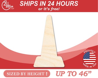 Unfinished Wooden Traffic Cone Shape - Construction - Tool - Craft - from 1" up to 46"  DIY