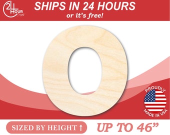 Unfinished Wooden Block Letter O - Craft - from 1&quot; up to 46&quot; DIY
