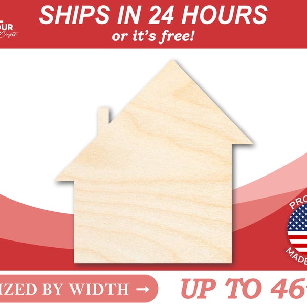 Unfinished Wood Salt Box House Shape - Rustic Country Craft - from 1" up to 46" DIY