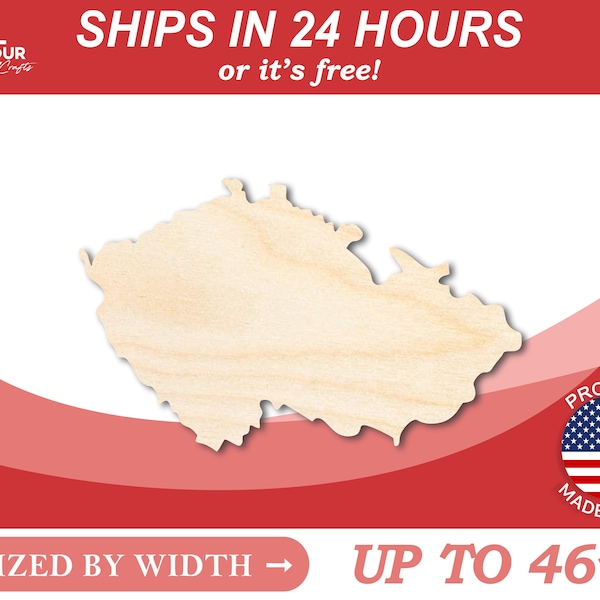 Unfinished Wooden Czech Republic Shape - Country - Craft - from 1" up to 46" DIY