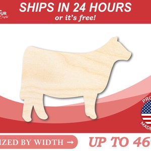 Unfinished Wooden Cow Calf Silhoutte - Craft- from 1" up to 46" DIY