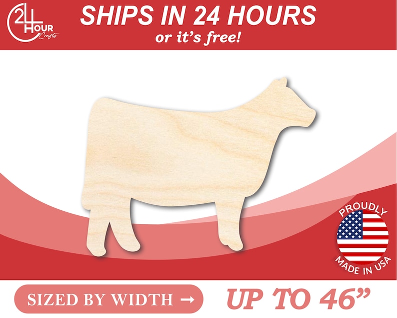 K&ouml;nnte beinhalten: Unbemalter Holzausschnitt einer Kuh, in der Breite bis zu 116,84 cm bemessen. Versand innerhalb von 24 Stunden oder kostenlos! Stolz hergestellt in den USA.
