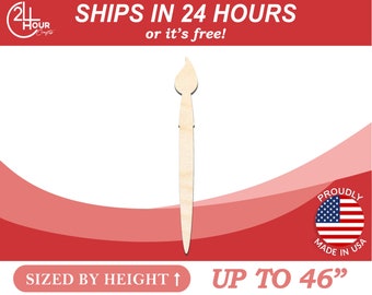 Unfinished Wooden Artist Paint Brush Shape - Craft - from 1" up to 46"  DIY