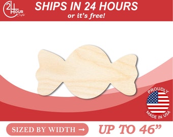 Unfinished Wooden Hard Candy Shape - Craft - from 1" up to 46" DIY