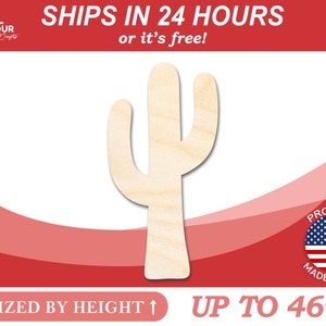 Unfinished Wooden Cactus Shape - Desert - Craft- from 1&quot; up to 46&quot;  DIY