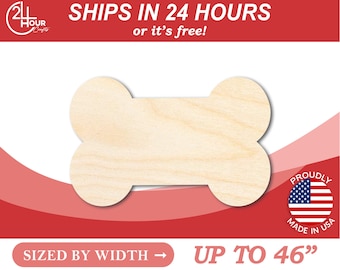 Unfinished Wooden Thick Bone Shape - Craft - from 1" up to 46" DIY