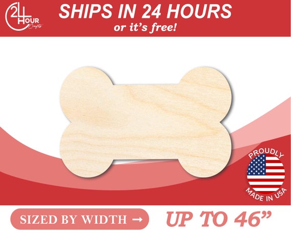 Unfinished Wooden Thick Bone Shape - Craft - from 1" up to 46" DIY