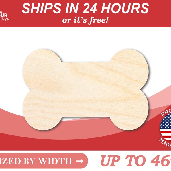 Unfinished Wooden Thick Bone Shape - Craft - from 1" up to 46" DIY