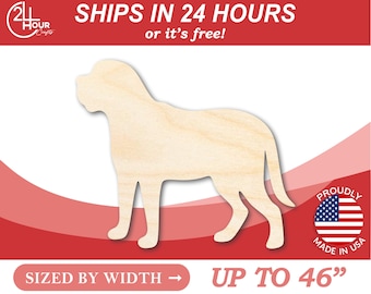 May include: A wooden cutout of a dog silhouette, sized by width up to 46 inches. The cutout is made in the USA and ships in 24 hours or it's free.