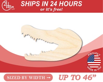 Unfinished Wooden Crocodile Head Shape - Animal - Craft - from 1" up to 46"  DIY