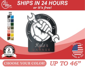 Metal Garage Wrench Personalized Wall Art
