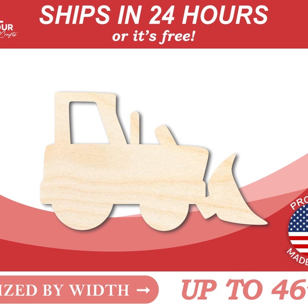 Unfinished Wooden Bulldozer Shape - Craft - from 1" up to 46"  DIY