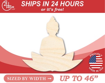 Unfinished Wooden Buddha Silhoutte - Craft- from 1" up to 46" DIY