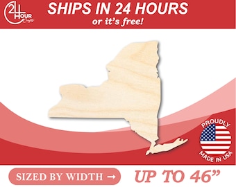 Unfinished Wooden New York Shape - State - Craft - from 1" up to 46"  DIY