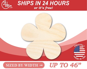 Unfinished Wooden Flower Shape  - Spring - Craft - from 1" up to 46"  DIY