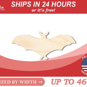 Unfinished Wooden Bat Shape - Animal - Craft - from 1" up to 46"  DIY