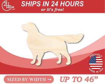 Unfinished Wooden Golden Retriever Dog Shape - Animal - Pet - Craft - from 1" up to 46"  DIY