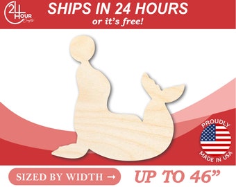 Unfinished Wooden Seal Shape - Craft - from 1" up to 46" DIY