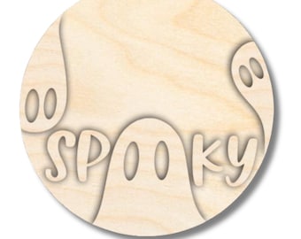 Unfinished Wood Spooky Ghosts Door Sign Kit | Wood Craft Cutouts | 1/4" Thick |