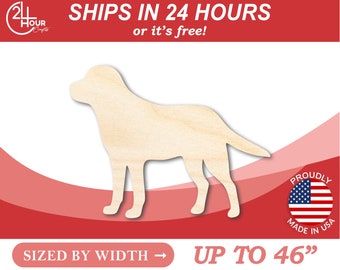 Unfinished Wooden Black Golden Labrador Dog Shape - Animal - Pet - Craft - from 1" up to 46"  DIY