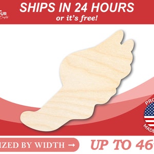 May include: A wooden cutout of a wing, sized by width up to 46 inches. The wing is made of unfinished wood and is ready to be painted or stained.