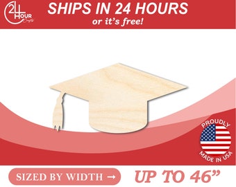 Unfinished Wooden Graduation Cap Shape - Craft - from 1" up to 46" DIY