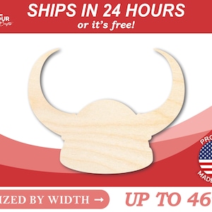 Unfinished Wooden Viking Hat Shape - Football - History - Craft - from 1&quot; up to 46&quot;  DIY