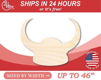 Unfinished Wooden Viking Hat Shape - Football - History - Craft - from 1" up to 46"  DIY