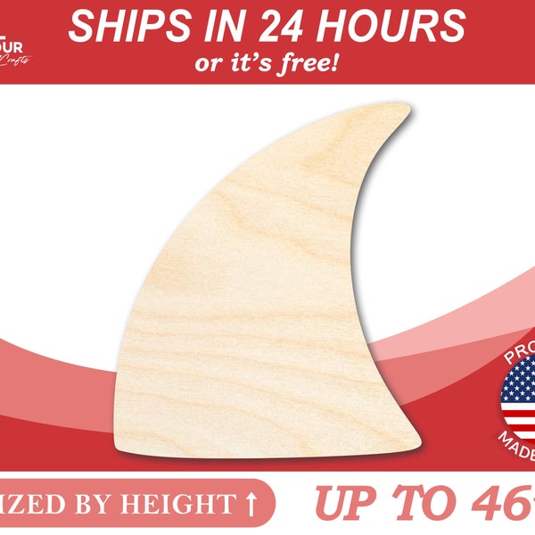 Unfinished Wooden Shark Fin Shape - Ocean - Beach - Nursery - Craft - from 1" up to 46"  DIY