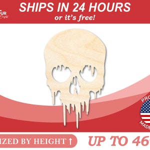 Unfinished Wood Dripping Skull Shape | Halloween Craft Cutout | from 1&quot; up to 46&quot; DIY
