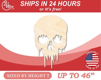 Unfinished Wood Dripping Skull Shape | Halloween Craft Cutout | from 1" up to 46" DIY