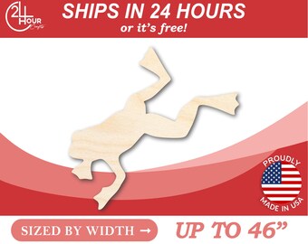 Unfinished Wooden Jumping Frog Shape - Animal - Craft - from 1" up to 46"  DIY