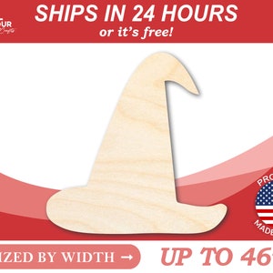 Unfinished Wooden Witch Hat Silhoutte - Craft- from 1&quot; up to 46&quot; DIY