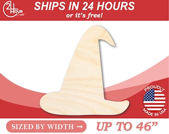 Unfinished Wooden Witch Hat Silhoutte - Craft- from 1" up to 46" DIY