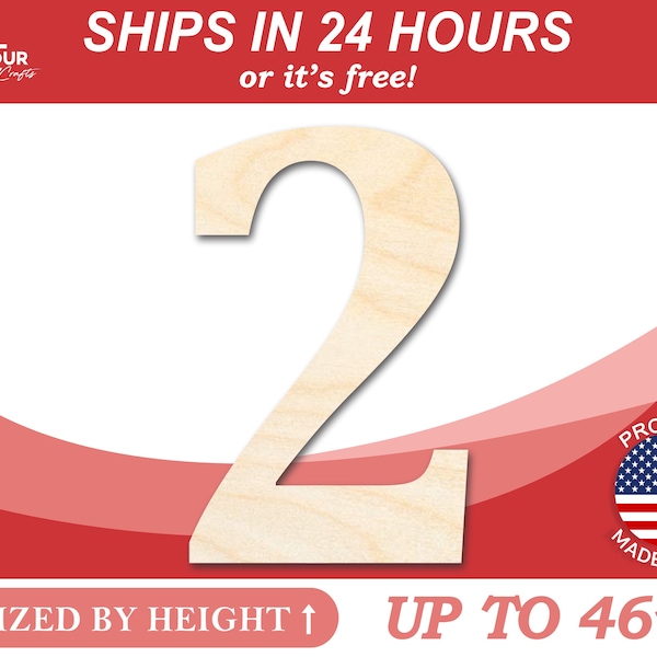 Unvollendete Cambria-Nummer Zwei-Form aus Holz – Basteln – von 2,5 cm bis 116,8 cm zum Selbermachen