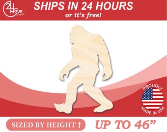 Unfinished Wooden Bigfoot Sasquatch Silhoutte - Craft- from 1" up to 46" DIY