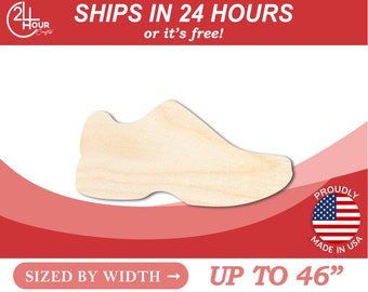 Unfinished Wooden Running Shoe Shape - Marathon - Track - Cross Country - Sports - from 1" up to 46"  DIY